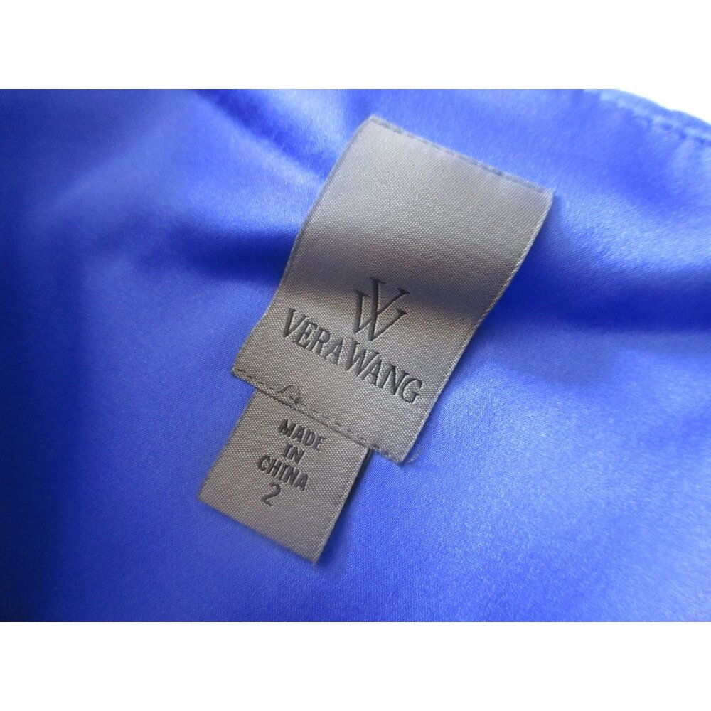 NWT Vera Wang Blue Knotted Slit Shoulder Grecian Chiffon Sleeveless Gown Dress 2 - Picture 8 of 9